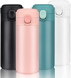 450ML Travel Mug Reusable Coffee Cup Insulated Thermal Mug Stainless Steel Leakproof Flask Tumbler for Hot Cold Drinks (White)