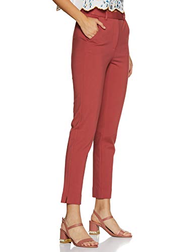 Image of Marks & Spencer Womens Solid Mid Rise Slim Fit Trouser