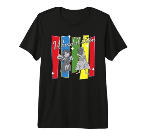 T-Shirt Marvel Studios WandaVision Logo TV Toon B&W Disney+ Premium Noir