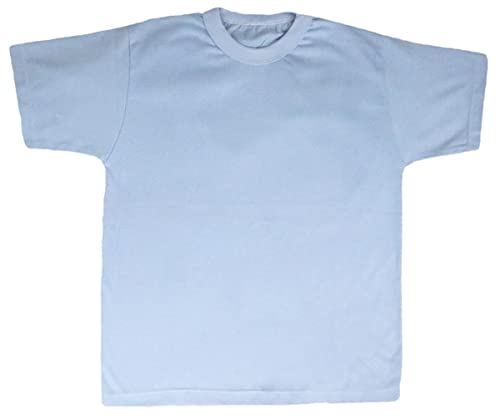 Kit C/5 Peças Camiseta Infantil Menino Menina Básica Lisa (Azul-MENINO, G)