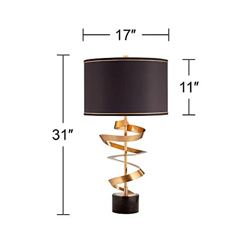 Lámpara de Mesa Twist Moderna 31" Oro Latón Mármol Negro miniatura 4