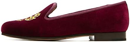 Journey West Women's Velvet Loafer Flat with Embroidery Smoking Slippers Slip on Shoes for Women Vine Burgundy US 8 | Image 2