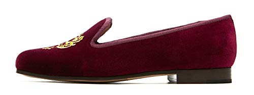 Image of Journey West Women's Velvet Loafer Flat with Embroidery Smoking Slippers Slip on Shoes for Women Vine Burgundy US 8