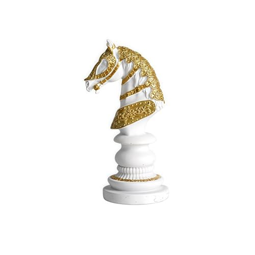 Figura Decorativa Estatuilla de Caballo Blanco de Ajedrez