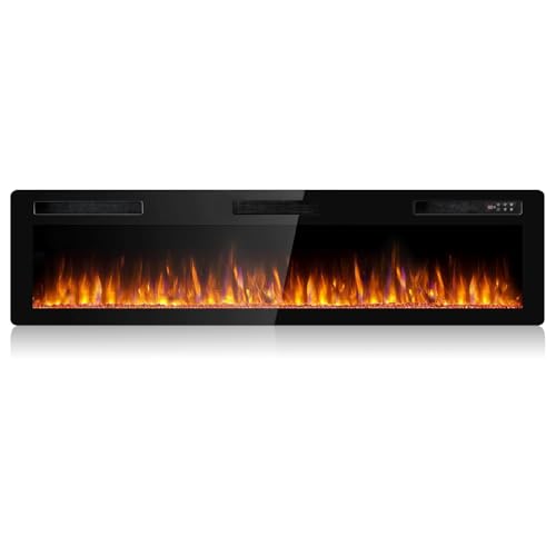 BOSSIN 72 inch Ultra-Thin Silence Linear Electric Fireplace, Recessed Wall Mounted Fireplace, Fit...