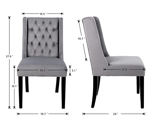 Zhenghao Velvet Dining Chairs Set Of 4 Modern Tufted Accent Chair With High Backs Upholstered Dining Room Chairs Comfy Side Chairs For Kitchen/Bedroom/Restaurant, Dark Grey #TOP2