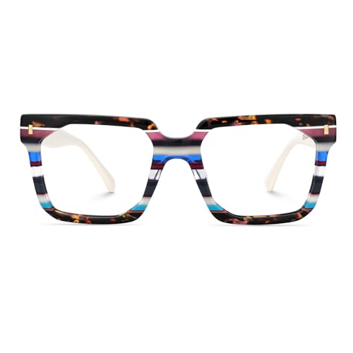 Image of Zeelool Stylish Rectangle Blue Light Blocking Glasses for women /Men TV Phone Computer Gaming Glasses Laguer ZJGA872500-03 Multicolor