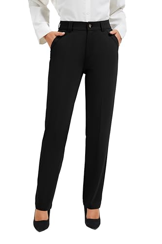 FUNYYZO Dress Pants Women Work Business Pants Office Straight Leg Trousers High Waisted Ladies Slacks