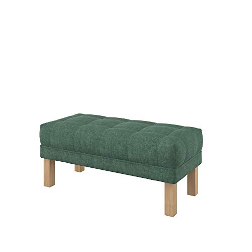 Furninero - Banco Tipo Ottoman tapizado capitoné sin Botones (con Dibujo de Contorno), Patas cuadradas, 100 cm de Ancho, Softi Green Tela (Repelente al Agua), Verde Cover