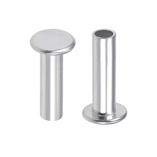 sourcing map - sourcing map 100Pcs M4x14mm Aluminium Tête plate Semi-tubulaire Rivets Argenté