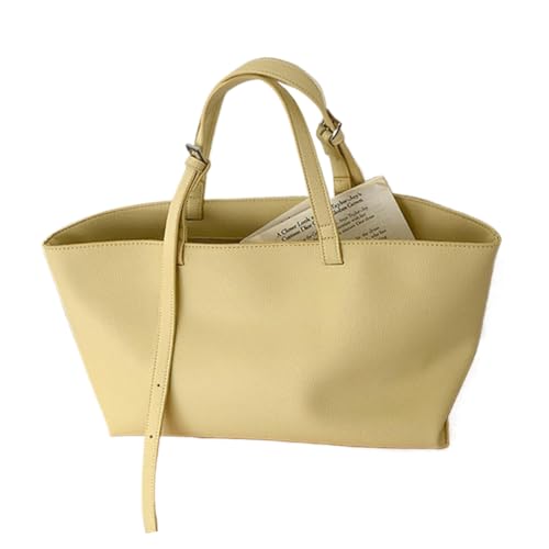 Leather Tote Bag for Women Solid Color Casual Shopper Handbag Shoulder Handbag Simple Shoulder Bag for Work Travel