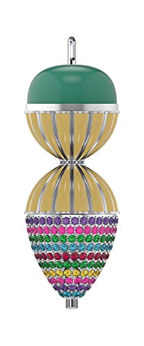 talia Rhodium Plated Sterling Silver Green and Yellow Inlay with Rainbow Diamond cut CZ Opus Pendant Necklace 7 Charm Set on 20 Inch Chain