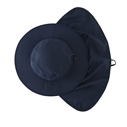 Image of Home Prefer UPF50 Mens Sun Hat with Neck Flap Quick Dry UV Protection Cap Womens Wide Brim Fishing Hat Neck Flap Beach Garden