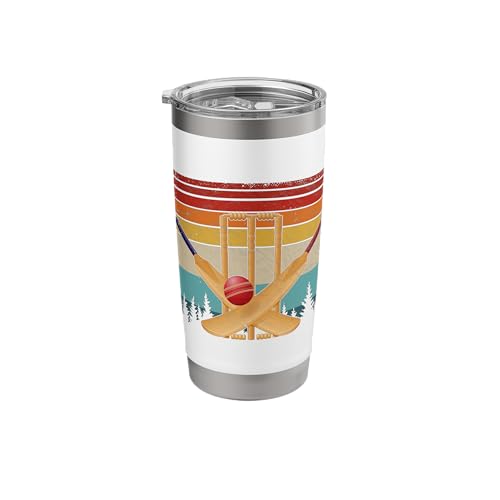 Cricket Sports Retro Style Distressed Vintage Cricket Stainless Steel Insulated Tumbler