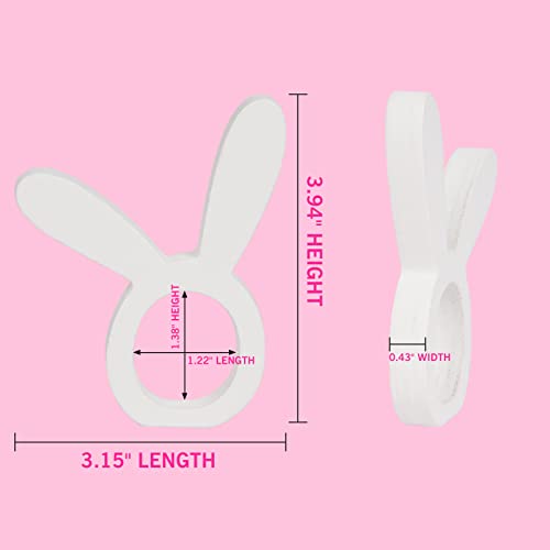 Easter Bunny Ears Napkin Rings Set Of 10, Wooden Rabbit Ears Napkin Holders For Easter Party Banquet Dinner Anniversary Spring Weddings Table Settings Decor #TOP6