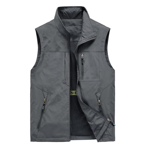 Men's Lightweight Summer Vest Utility Cargo Vest Outdoor Fishing Safari Travel Work Photo Vest with Pockets