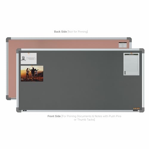 Image of Scholar Art Metis 2x4 Feet Bulletin Notice Board for Study Table & Kids Room | Vibrant & Versatile Crape Cloth + High Density Soft Board for Pinning Photos, Sticky Notes & Reminders (Grey)