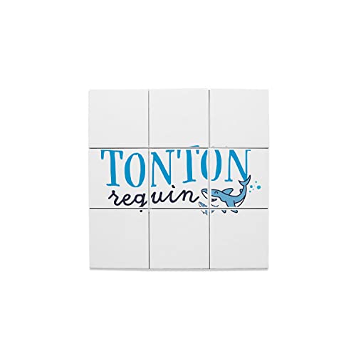 Carreaux Céramique Décoratif Tonton Requin Famille Lot de 9 Pièces