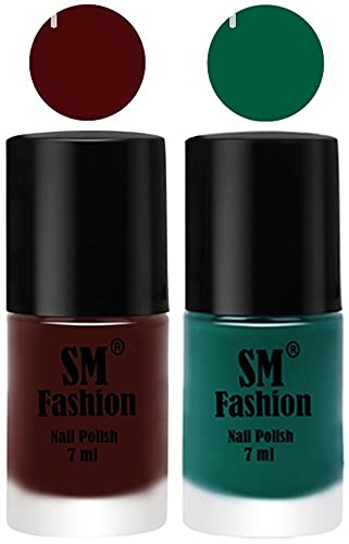 Image of Long Lasting Nail Polish | Nail Paint Combo 7 ml Each) - Set of 2 Wine-Green