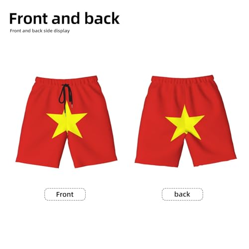 Vietnamese Flag Youth Beach Pants, Soft and Breathable, with Drawstring Waist, Suitable for Sports and Leisure.2
