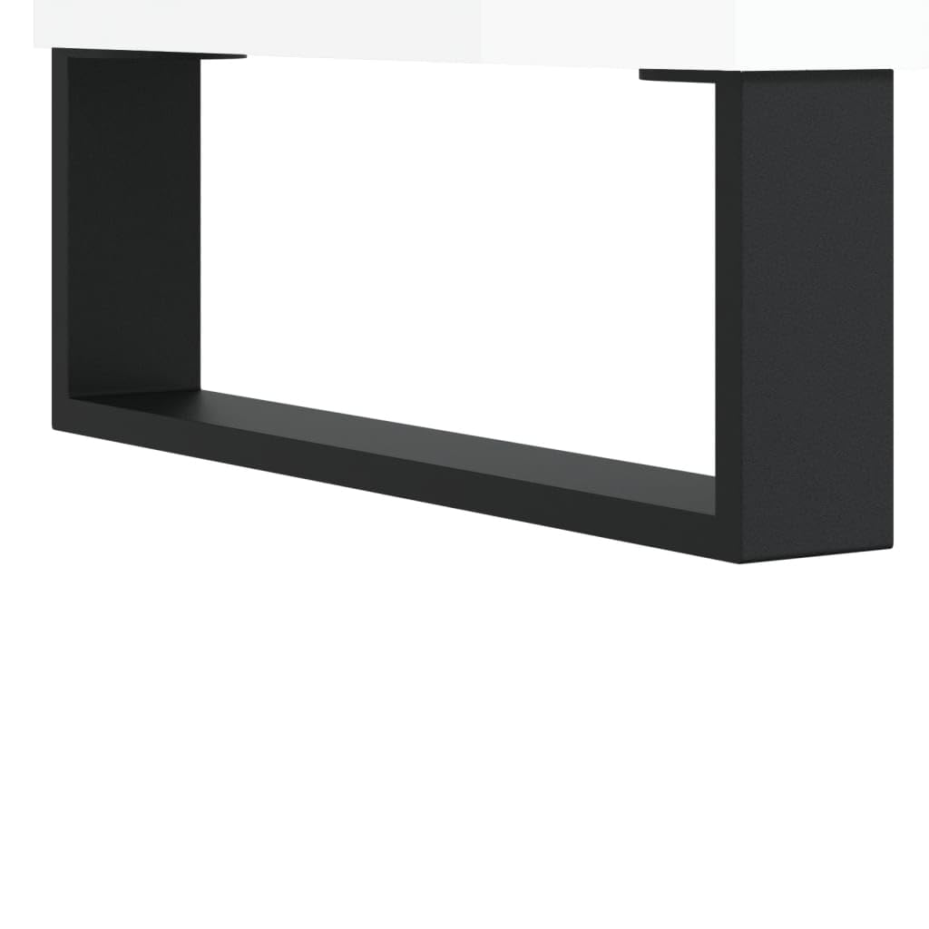 Armadio per dischi in vinile, bianco lucido, 121 x 38 x 48 cm | Armadio HiFi per il soggiorno con robuste gambe in ferro e molto spazio per la vostra collezione di musica LP.