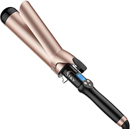 IKV 2 Inch Extra Long Barrel Curling Iron for Long Hair, Large Barrel Curling Wand Ceramic Tourmaline Dual Voltage, Gold