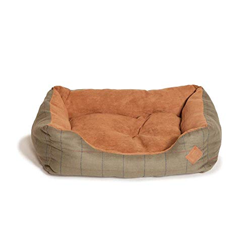 Danish Design Hunter - Cuccia in tweed verde in finta pelle scamosciata, resistente, lavabile, per cani/cuccioli, 58 cm