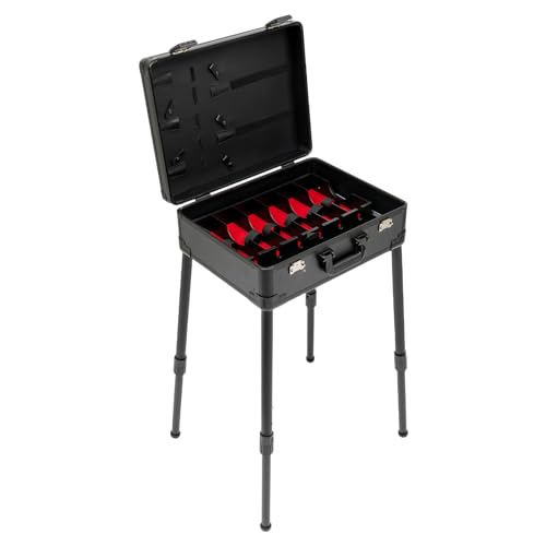 MhdunueSK Professional Mobile Barber Station, Black Toolbox, Rolling Hair Stylist Case for Barbershop Store, 18.11-31.5