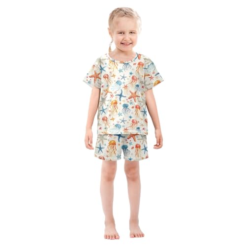 ALAZA Jellyfish Starfish Pajama Set Short Sleeve Sleepwear Soft Lounge Nightwear3