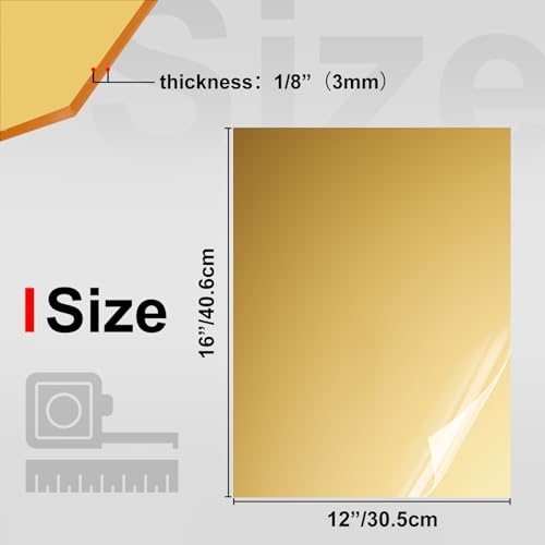 Image of KINLINK 12x16 Plexiglass Sheets 1 /8 inch Thick - 3mm Mirror Cast Acrylic Sheet, Plastic Board Polycarbonate Sheet for DIY Project, Craft, Wall Mirror, Acrylic Sign and Wedding Invitation 1 Pack