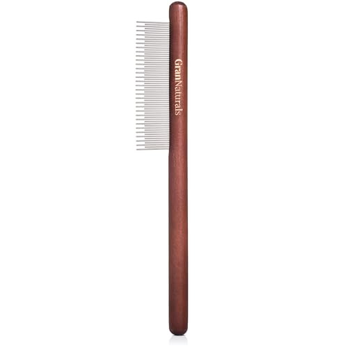 GranNaturals Wooden & Metal Pet Comb for Detangling Hair, Grooming Fur, Dematting for Large and...
