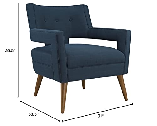 Modway Sheer Upholstered Fabric Mid-Century Modern Accent Lounge Arm Chair In Azure #TOP5