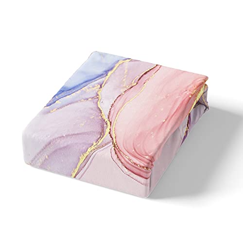 Pink Marble Duvet Cover Twin Size For Adult Women Girls Abstract Art Theme Bedding Set Purple Golden Marble Pattern Comforter Cover With Zipper Ties Boys Teens Stone Printed Soft Microfiber Bedspread #TOP3
