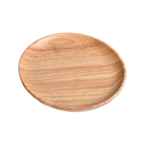 Round Wooden Tray Serving Trays & platters Easy Clean Round Tray Cakes Steaks Coffee Wine Fruit Meal and Other Multi-Purpose Wooden Plates (Plate 10.6") Cover