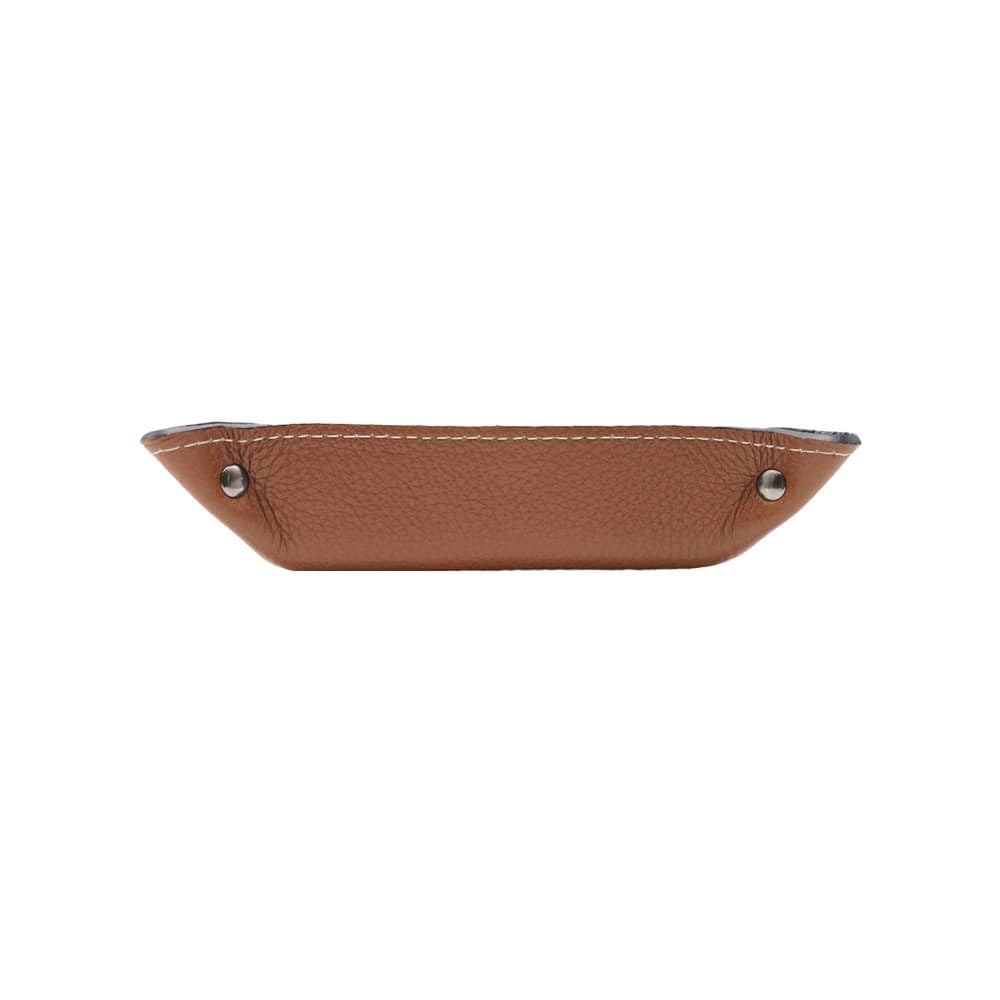 Vaciabolsillos de Cuero Made in Italy, Bandeja de Valet Porta Objetos de Piel Cuadrada (Cuero)