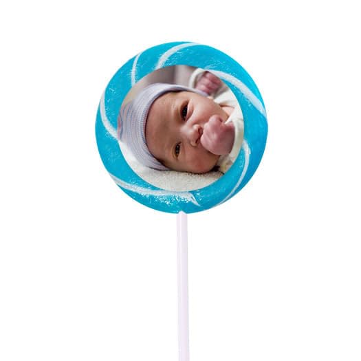 Personalized Boy Baby Announcement Lollipop Favors Swirly Pop (24 Pack) - Blue