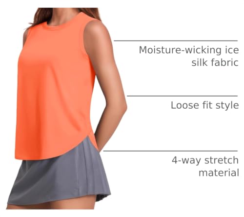Image of PINSPARK Workout Tank Tops Woman Ice Silk UPF 50+ Athletic Yoga Shirts