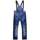 Material de alta calidad: hechos de mezclilla duradera, estos pantalones de esquí no solo ofrecen una protección superior, sino que también ofrecen una estética elegante. Materiales de alta calidad que garantizan un uso duradero, por lo que es una opción fiable para tus aventuras de invierno. Transpirable, relleno de algodón, resistente al viento, impermeable, cálido y resistente al desgaste.