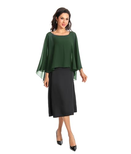 Image of Baoqiya Chiffon Capes Sheer Capelets Long Cape Poncho For Women Plus Size