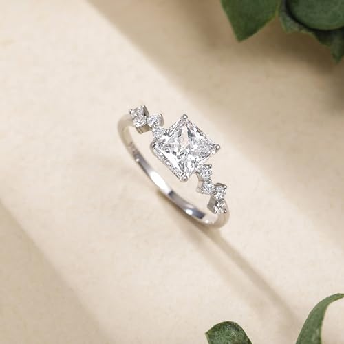 EAMTI 2.5CT Princess Cut 925 Sterling Silver Engagement Rings for Women Cubic Zirconia Wedding Bands Promise Rings for Her Size 4-104