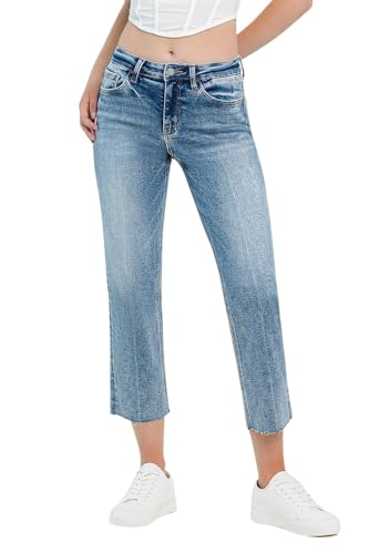 VERVET Women's High-Rise Straight Fit Jeans in River Dee