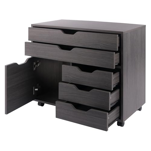 Image of Winsome Halifax Mobile Storage Cabinet with Doors & Drawers, Stylish & Functional Home Storage Cabinet for Filing, Kitchen Organization, Moveable Furniture for Office, Dorms, Apartments