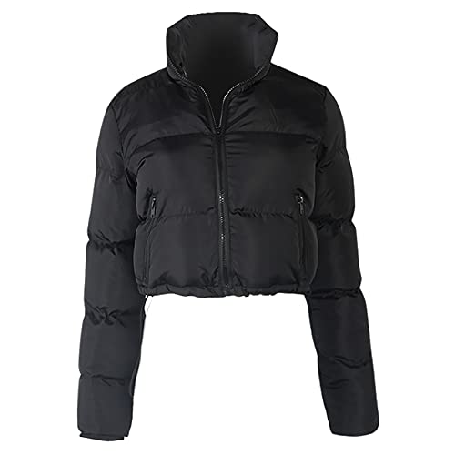 Vêtements d'extérieur rembourrés veste doudoune courte femme noire de style casual
