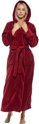 Alexander Del Rossa Plush Fleece Robe for Women, Long Hooded Bath...
