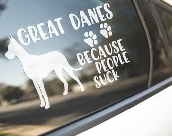 Great Dane Dog Pet Lover Vinyl Decal Sticker for Cars, Window, Trucks, Windows, Walls, Laptops and Smooth Surface Other Stuff Decal, Great Danes