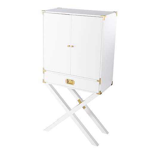 SEI Furniture Campaign Tall Bar Cabinet w/Storage, White -  Southern Enterprises, HZ1093941