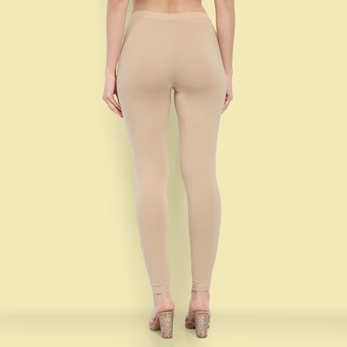 Image of ONE SKY Women Full Length Leggings | Cotton Modal Spandex Blend | High Waist Stretchable & Bio-Washed Fabric | Colour-Lock Technology | Comfortable Leggings for Women