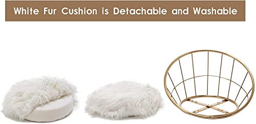 Alish Swivel Bar Stools,26 Inch Gold Bar Stools Set Of 2 Counter Height Stools Barstools With White Fur (26 Inch, White) #TOP6