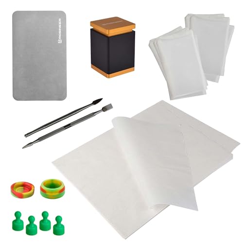 Rosineer Complete Heat Press Tool Kit with Pre-Press Form, Cooling Plate, Filter Bags, Collection Tools, Parchment Paper and More