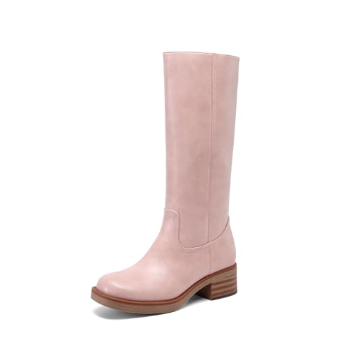 Image of DREAM PAIRS Women's Square Toe Platform Chunky Block Heel Knee High Riding Boots
